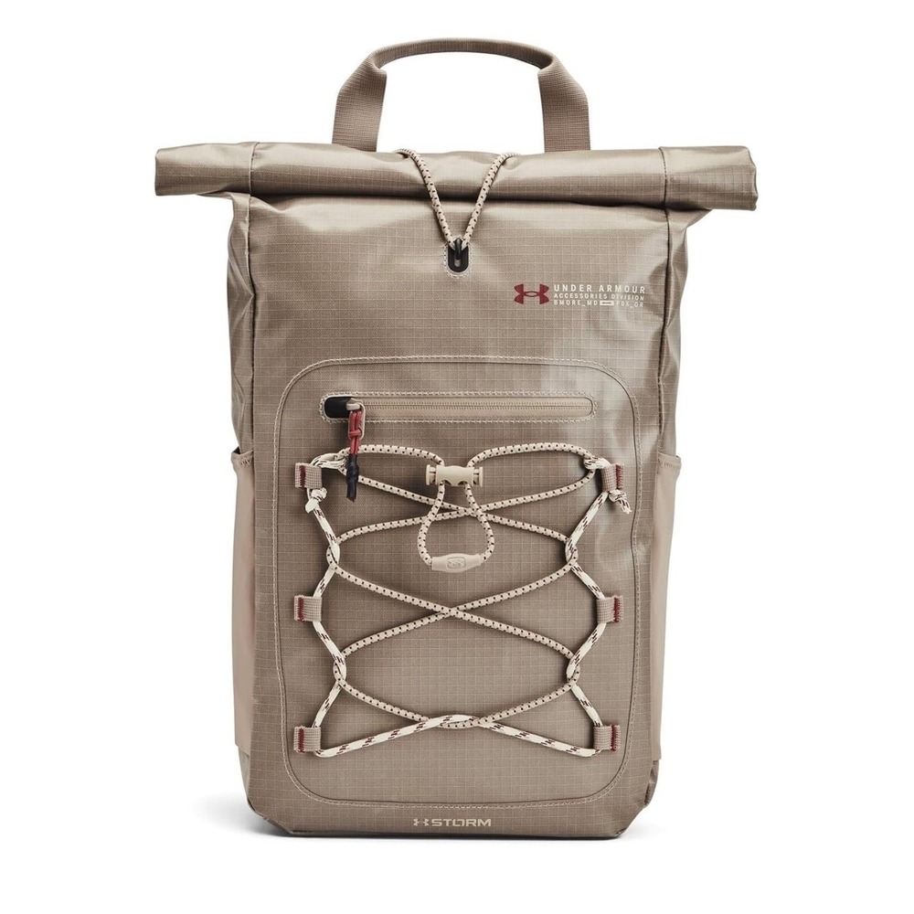 Under Armour Storm Summit Roll Top Backpack Khaki Tan Water Resistant Laptop Bag
